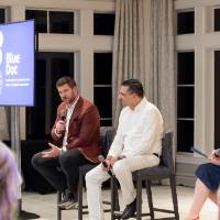 VP Miloa Topi� and Dean Marouane Kessentini speaking on stage at event